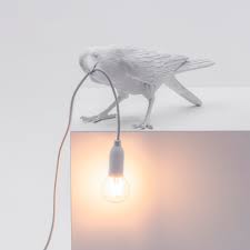 Bird Lamp White Playing OUTDOOR