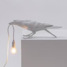 Bird Lamp White Playing OUTDOOR