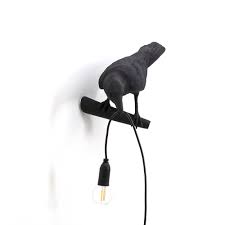 Bird Lamp Black Looking Left