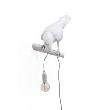 Bird Lamp White Looking Left