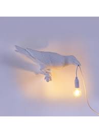 Bird Lamp White Looking Right OUTDOOR