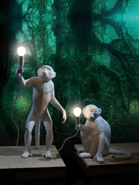 Monkey Lamp Standing White