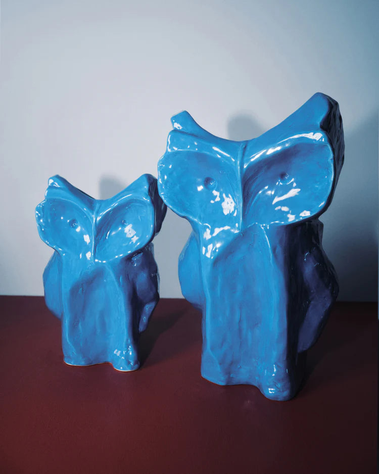Owl Vase - blue After Midnight