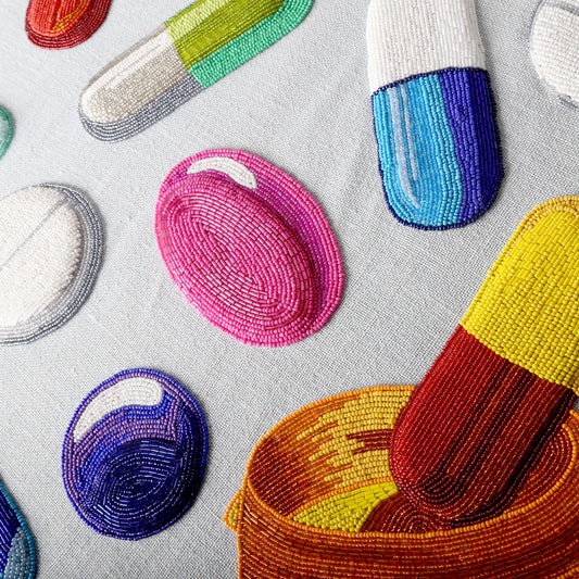 HAPPY PILLS BEADED WALL ART