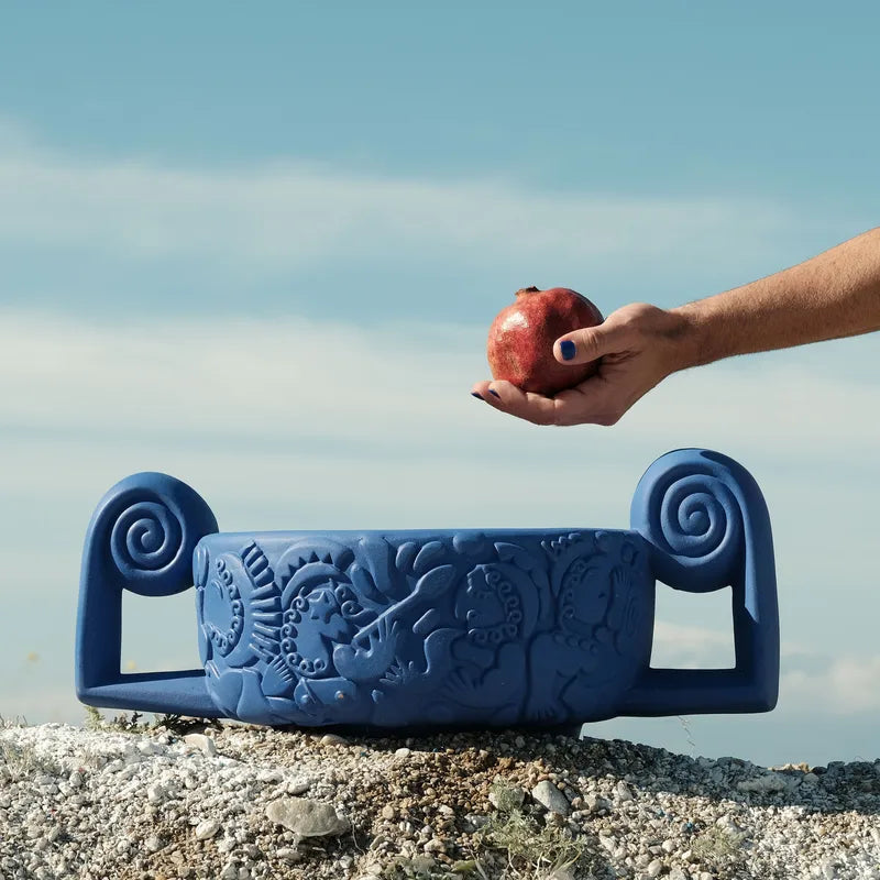Terracotta vase Centrotavola Blue