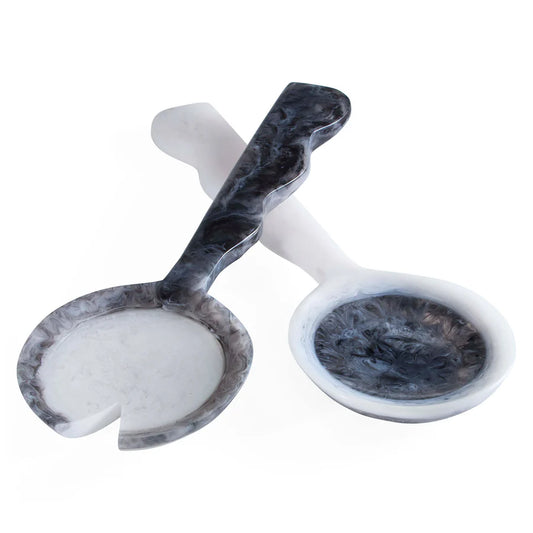 COMO BLACK & WHITE RIPPLE SALAD SERVING SET