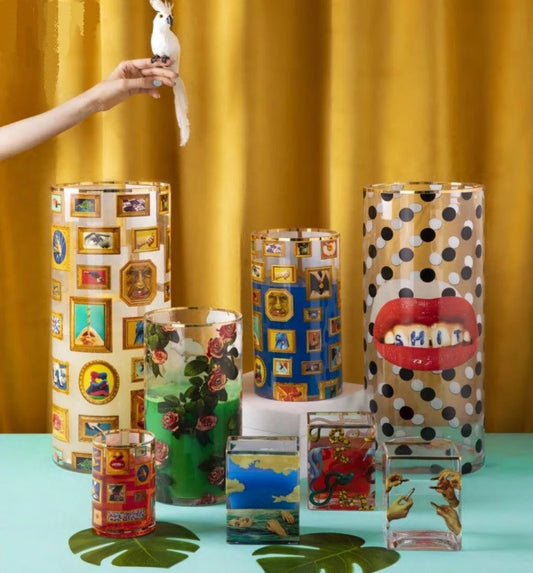 Glass Vase Roses Cylindrical small