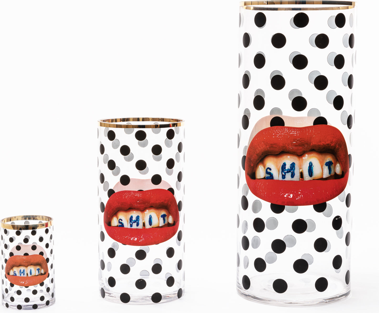 Glass Vase Shit Pois Cylindrical medium