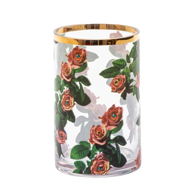 Glass Vase Roses Cylindrical small