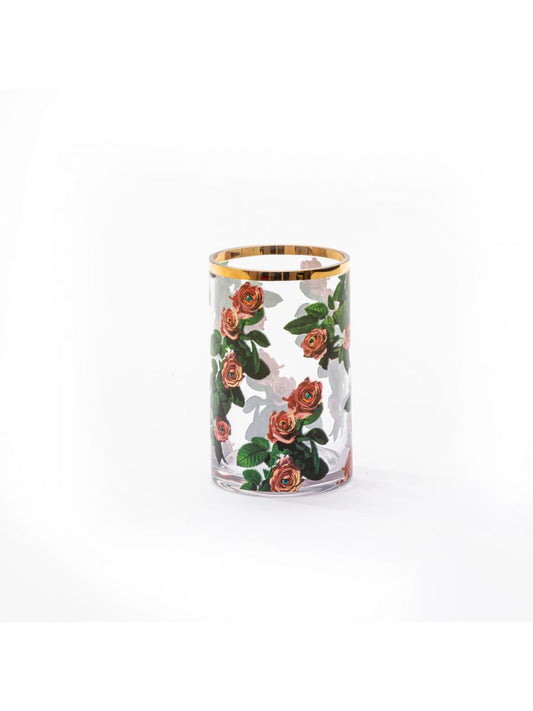 Glass Vase Roses Cylindrical small