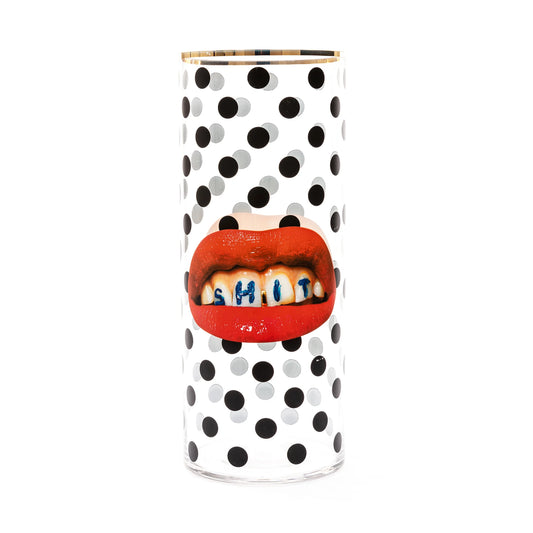 Glass Vase Shit Pois Cylindrical Big