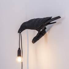 Bird Lamp Black Looking Left