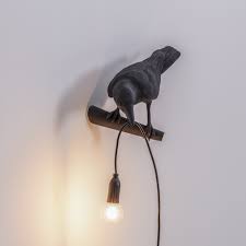 Bird Lamp Black Looking Left