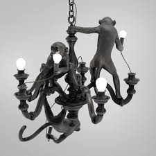 Monkey Chandelier Black