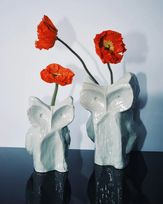 Owl Vase - light blue After Midnight