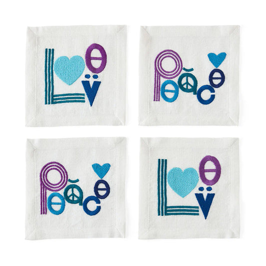 PEACE & LOVE COCKTAIL NAPKINS