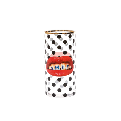 Glass Vase Shit Pois Cylindrical medium