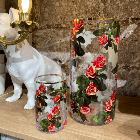Glass Vase Roses Cylindrical medium