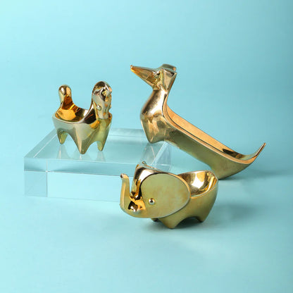 BRASS DACHSHUND RING BOWL