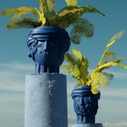 Terracotta Vase Man Blue