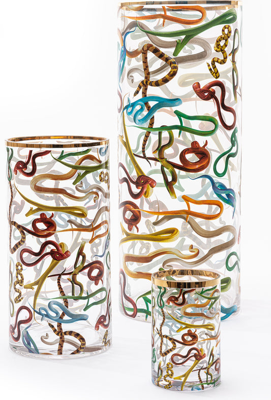 Glass Vase Snakes Cylindrical Big