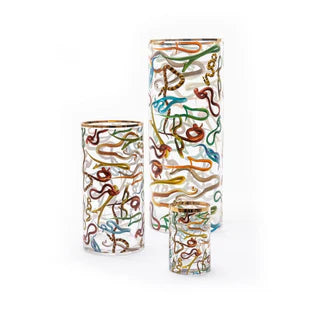 Glass Vase Snakes Cylindrical small